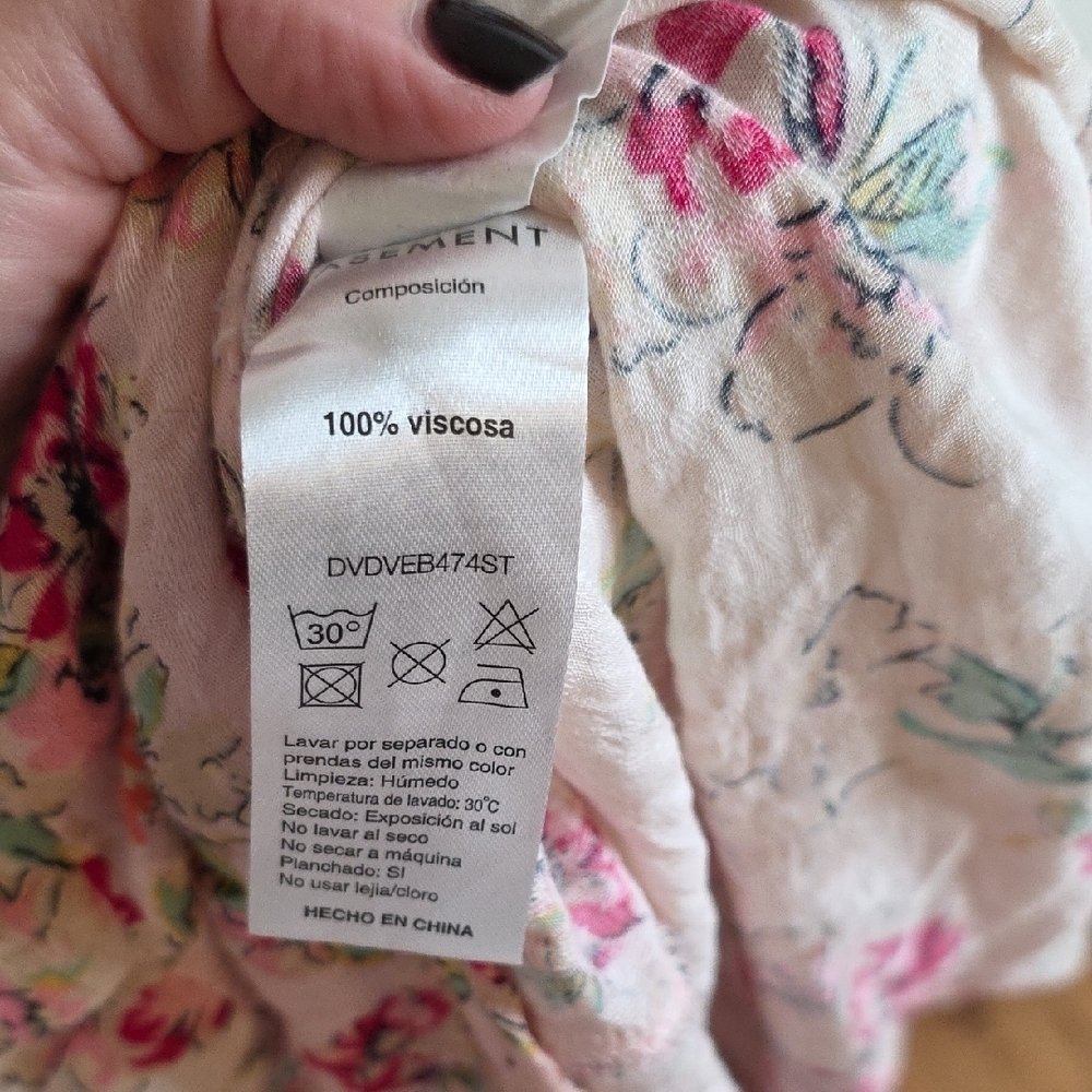 Floral Pink and Cream Women's Dress - Picture 7 of 9